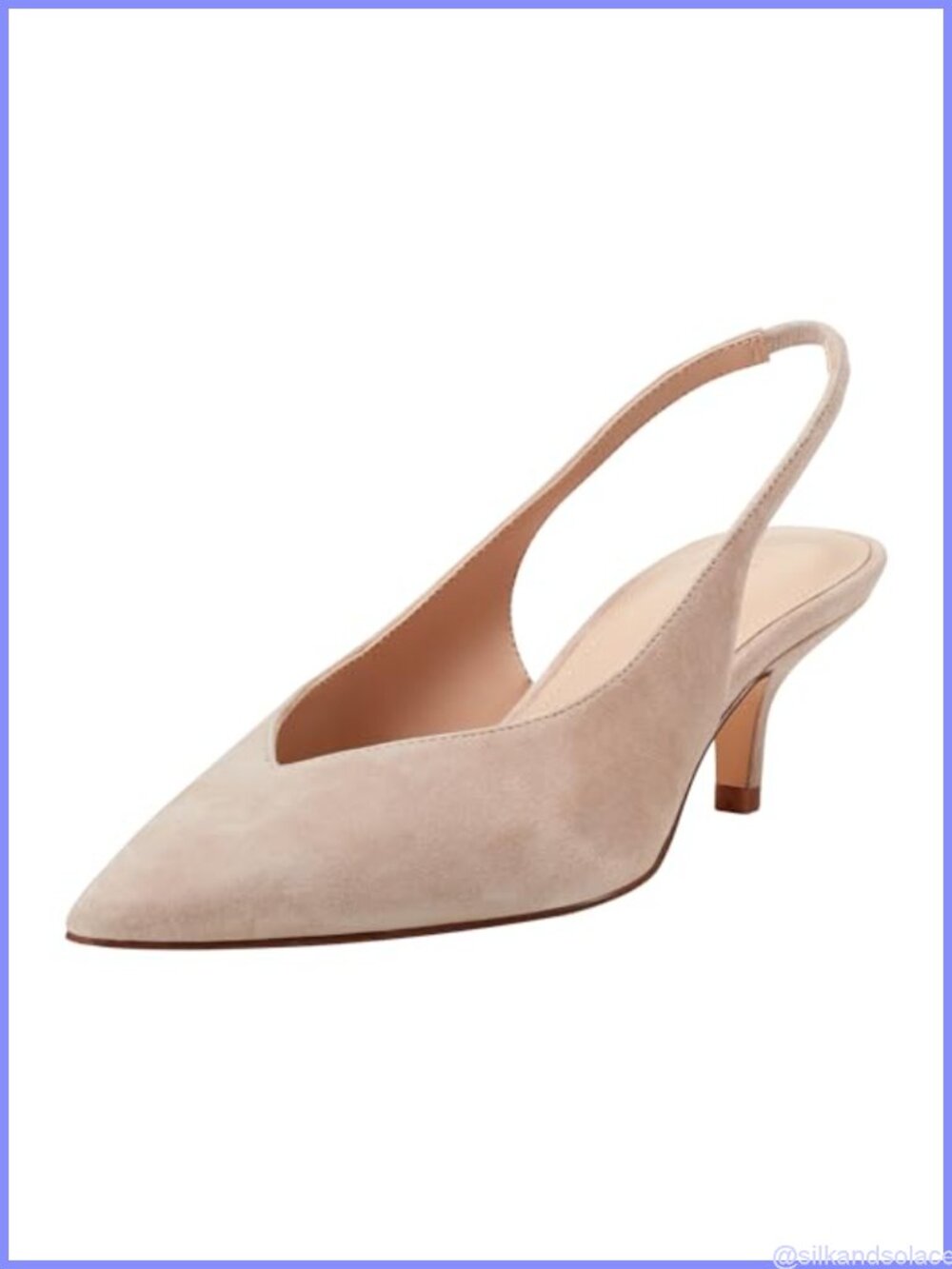 Suede Kitten Heel Slingback Pointy Toe Dress Pumps